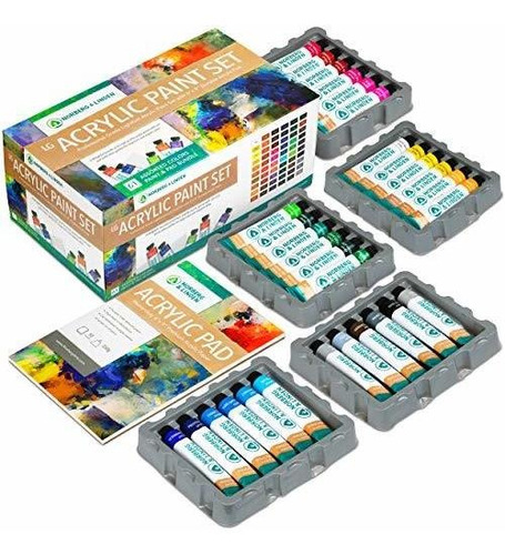 Kit De Pintura 60 Tubos De Colores  Acrilica  Pad De Practic