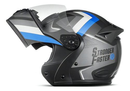 Capacete Integral Robocop Stronger Faster Gladiator Etceter Cor Cinza/Azul Tamanho do capacete 58