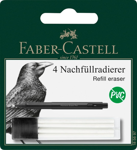 4 Repuestos Portagoma Faber Castell Precisión Goma Borrar Color Blanco