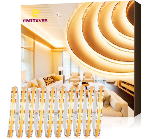 Emitever Cob Led Strip Lights Warm White, 24v 2700k Tape Lig