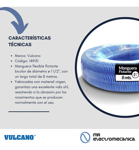 Manguera Vulcano X 8 Metros Pileta Diam. 1 1/2 149131