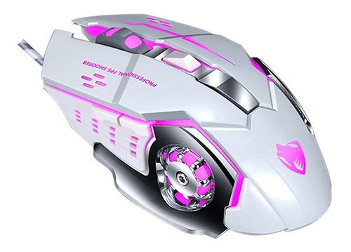 Mouse Twolf V6 Con Cable Color Blanco