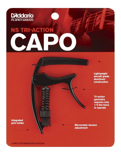 Capotraste Para Guitarra D'addario Capo Ns Tri-action Black