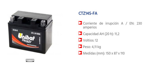 Bateria Ytz14-s Unibat Ctz14s-fa