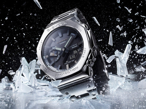 Reloj Casio Plateado Gm-b2100d-1a Original Para Caballero Ew Color del fondo Gris oscuro
