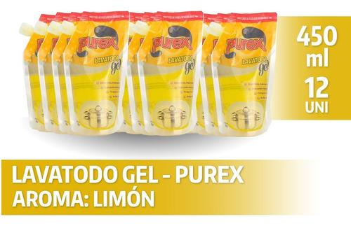 Lavatodo Gel Limpiador Desengrasante Fit Purex 450ml 12 Unds