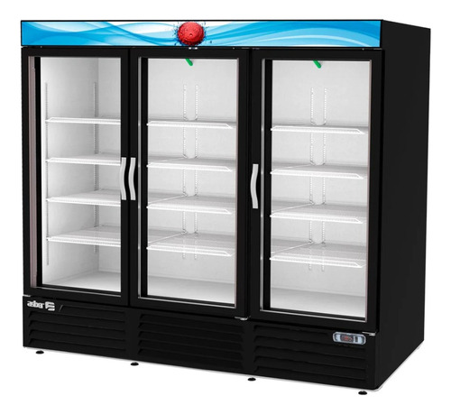 Refrigerador 3 Puertas Cristal Vinil Negro Asber Armd-72 Hc