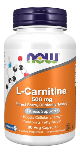 L-carnitine 500 Mg 180 Cápsulas Vegetales Now