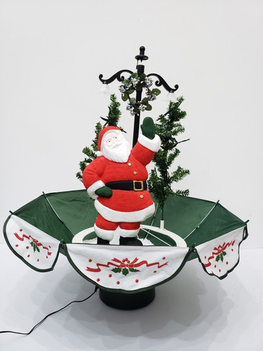 Imagen 3 de 3 de Sombrilla Navideña Santa Claus Luz Led Y Caída De Nieve