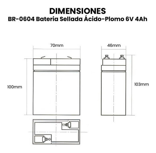 2 Pzs Br-0604 Batería Sellada Ácido-plomo 6v 4ah