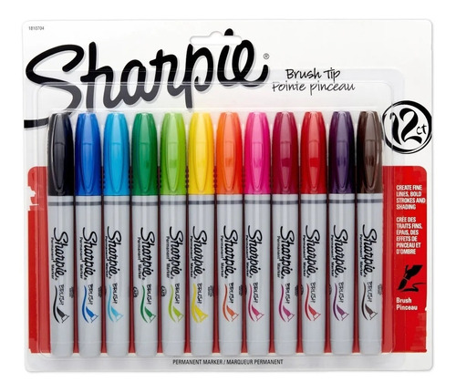 Marcadores Sharpie Brush Tip Punta Pincel X 12 Colores