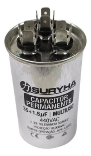 Capacitor Partida Duplo Ar Condicionado Split 35+1,5uf 440va