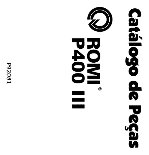 Manual De Peças E Manual De Instruções Torno Romi P400-lll (Usado)