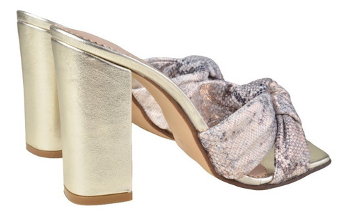 Zuecos Sandalias Taco Alto De Mujer De Cuero Knot - Ferraro