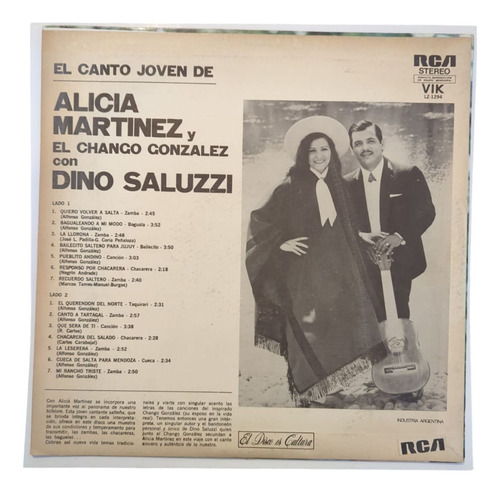 Vinilo Alicia Martínez Con Dino Saluzzi Canto Joven Estándar (Usado)