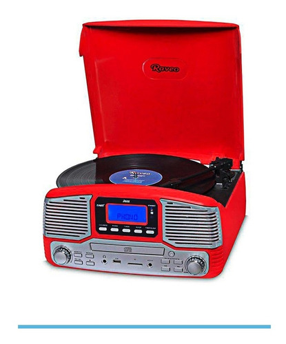 Vitrola Toca-discos Raveo Jazz Vermelho Com Usb E Bluetooth