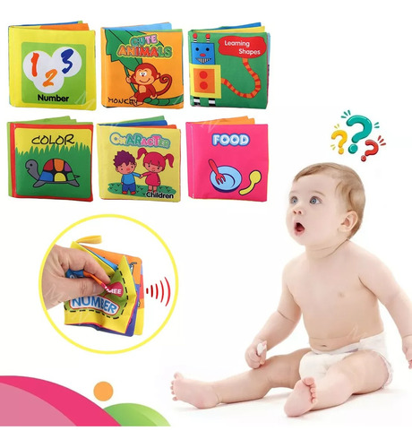 Kit 6 No Tóxica Tela Suave Libro Educativo ,juguete De Bebé
