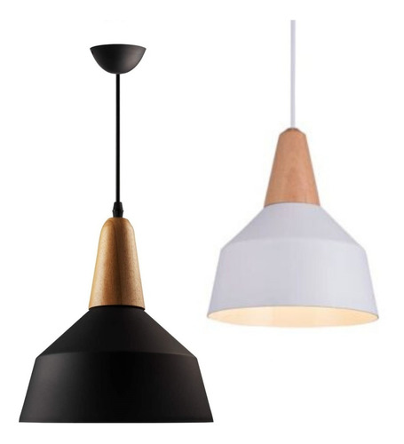 Lampara Colgante Color Y Madera Diseño Nordico Mas Led 