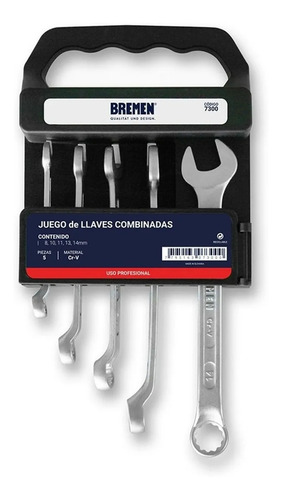Imagen 1 de 4 de Llaves Combinadas Bremen Juego 5 Pz 8 10 11 13 14 Mm 7300