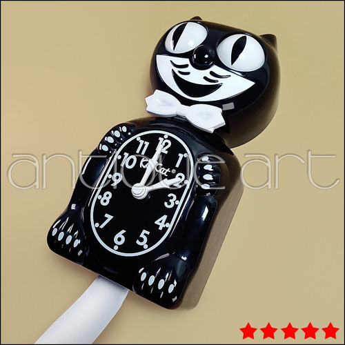 Imagen 2 de 7 de A64 Kit Cat Klock Reloj De Pared Tipo Pendulo Gato Antiguo