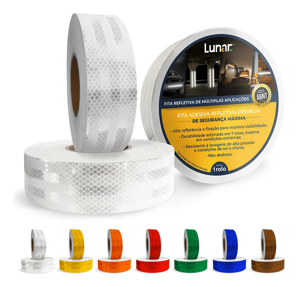 Fita Refletiva Adesiva Lunar Brasil 5cm x 2m Branca Automotiva Decorativa