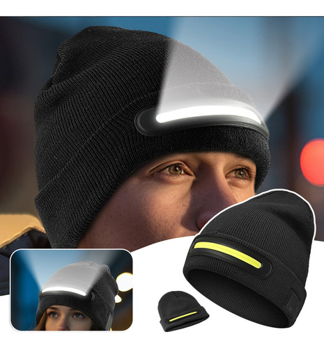 Gorra De Punto Cálido A Prueba De Frío Con Iluminación Led U
