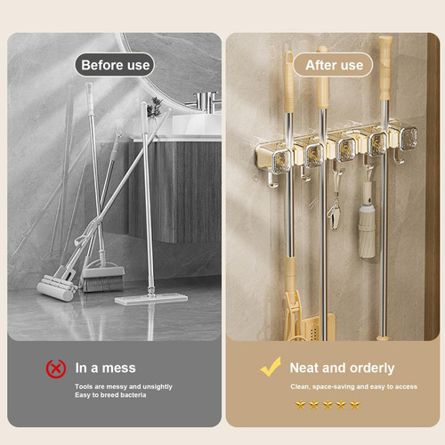 Soporte Para Escoba De Pared Pinza Para Escoba Colgador De E