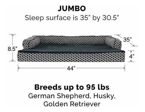 Imagen 2 de 5 de Cama Perros Jumbo Furhaven Espuma Ortopédica Funda Extra