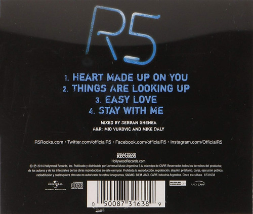R5 - Heart Made Up On You - Disco Cd - Nuevo (4 Canciones)