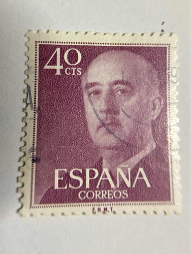 Sello Postal España 1956 General Franco 40 Centavos Purpura