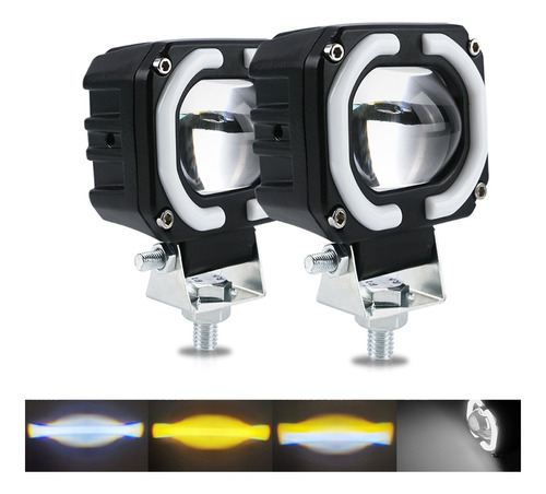 Par Faro Led Cuadrad Ojos Ángel Exploradoras Para Moto Auto