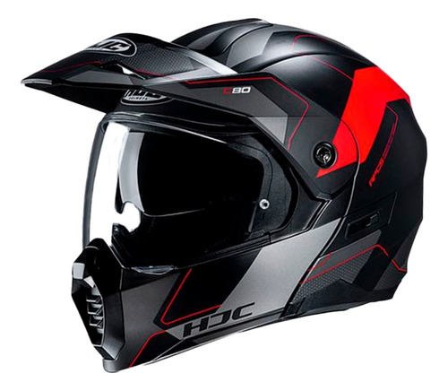 Casco Abatible Hjc C80 Rox Negro / Rojo Matte / Pinlock