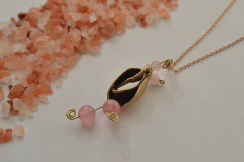 Imagen 4 de 7 de Collar Amor, Cuarzo Rosa, Modelado A Mano, Joyeria, Cod1