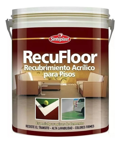 Recufloor Recubrimiento Acrilico Pisos 4 Lt Sinteplast Acabado Mate Color Azul