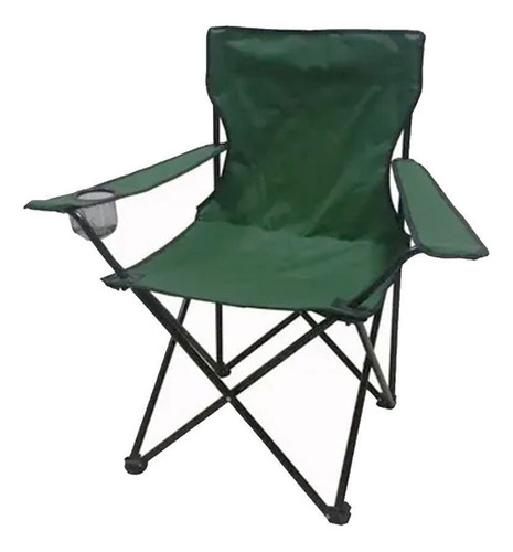 Cadeira de pesca dobrável para acampamento, suporte de copo verde pesado