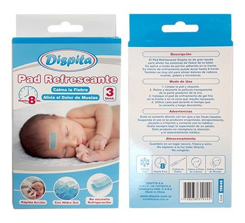 Imagen 5 de 5 de Pad Refrescante Calma Fiebre Alivia Dolor Dientes Dispita