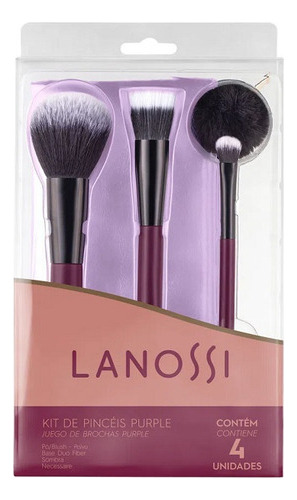 Kit De Pinceis Para Maquiagem Purple Com Necessaire Lanossi