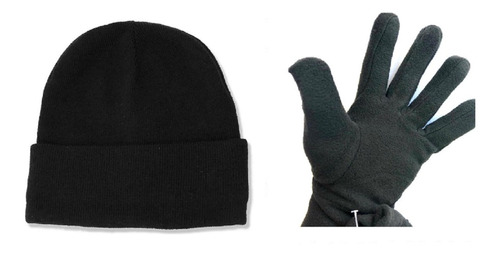 Gorro Lana Doble Grueso Largo Abrigo + Guantes Polar Jscorp