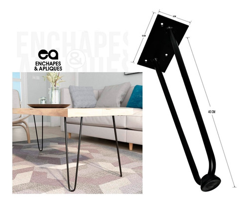 Imagen 2 de 7 de Pata Mesa Base Mueble Diagonal 40cm Metálica X 4unds