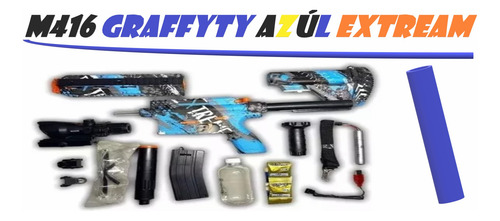 Rifle Automático Lanza Hidrogel Recargable M416 Azul Extream