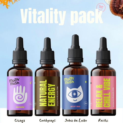 Kit 4 Mushdrops Juba De Leão + Cordyceps + Reishi + Chaga