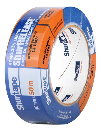 Cinta Masking Tape Azul Shurtape 36 Mm X 50m Larga Duracion