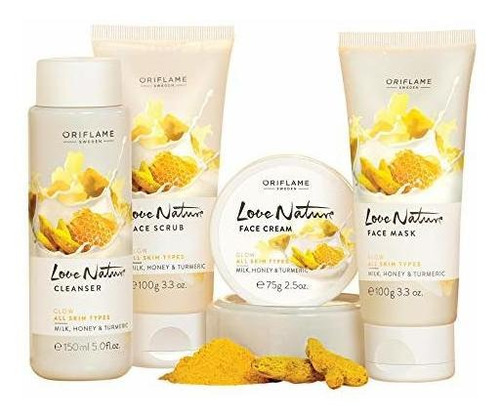 Kit Facial Oriflame Love Nature Con Cúrcuma, Leche Y Miel.