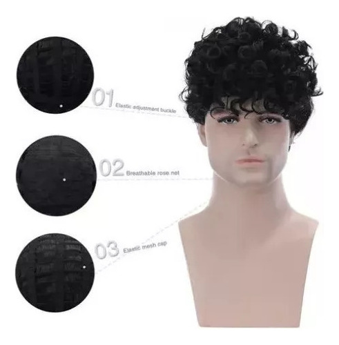 Novo Perucas Perucas Masculinas Cabelo Curto Encaracolado