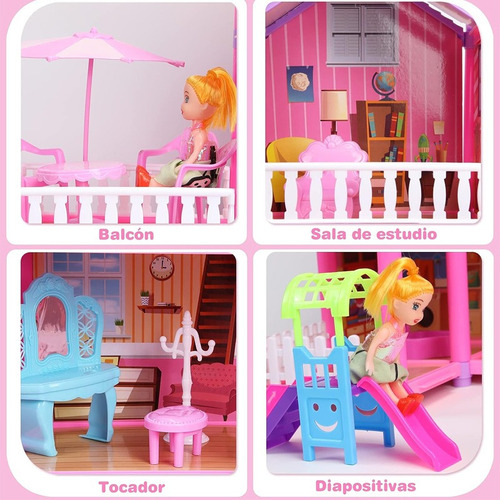 Casita Casa De Muñecas Con Muebles Castillo De Princesa Diy