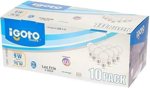 2 Pack 10 Focos Led Ahorrador 9w Luz Fría 6500k Igoto Blanco