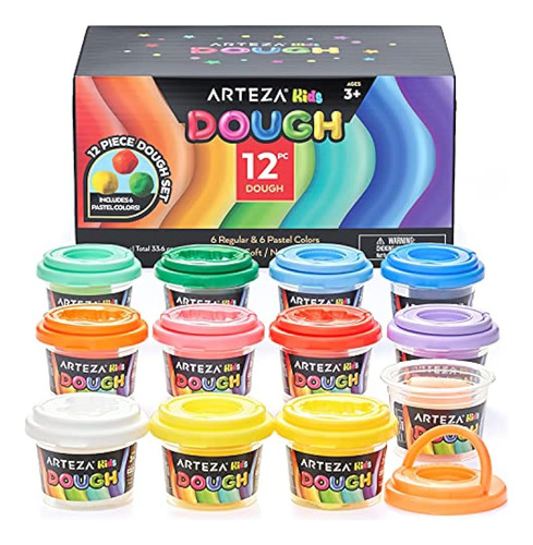 Arteza Kids Modelling Dough, 6 Colores Pastel Y 6 Colores Br