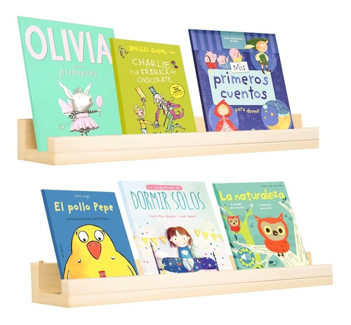 Set 2 Repisas De Madera Montessori Niños Estante Librero Kit