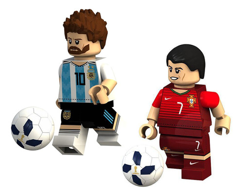 2uds Lionel Messi Cristiano Ronaldo Bloques Figura De Acción