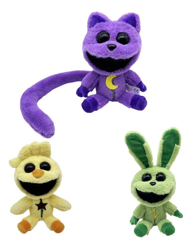 Juguete Peluche Gato Morado, Animal Sonriente Y Aterrador